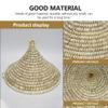 Wakauto Handmade Straw Hat Straw Weaving Pot Cover Conical Home Lampshade Cover (Beige) view 2