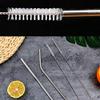 50PCS Reusable Drinking Straws Metal Stainless Steel Straight Straws 215mm (50PCS Cleaning Brush) view 3