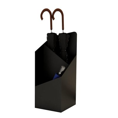 Umbrella Racks WXYZ Black Umbrella Stand Hotel Business Large Capacity Metal Umbrella Bucket, with Independent Drip Tray, 25x20x60cm