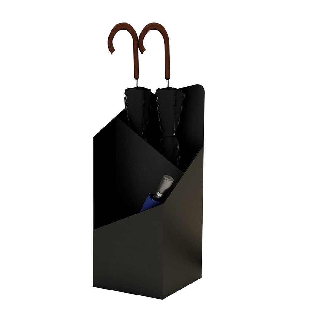 Umbrella Racks WXYZ Black Umbrella Stand Hotel Business Large Capacity Metal Umbrella Bucket, with Independent Drip Tray, 25x20x60cm