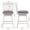 COSTWAY Bar Stool Set of 2, 360 Swivel Counter Height 25inch Bar Stool with Foot Rest Upholstered Cushion & Ergonomic Backrest, Sturdy Frame, for Pub, Kitchen Islands (2, Antique White + Grey) view 3