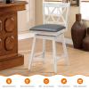 COSTWAY Bar Stool Set of 2, 360 Swivel Counter Height 25inch Bar Stool with Foot Rest Upholstered Cushion & Ergonomic Backrest, Sturdy Frame, for Pub, Kitchen Islands (2, Antique White + Grey) view 4