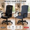 Elastic Computer Chair Cover with Durable Zipper - Protective Removable Washable Universal Office Desk Chair Seat Slip Cover - Stretchy Soft Anti-dust Desk Chair Seat Protector for Dogs, Cats, Pets view 2