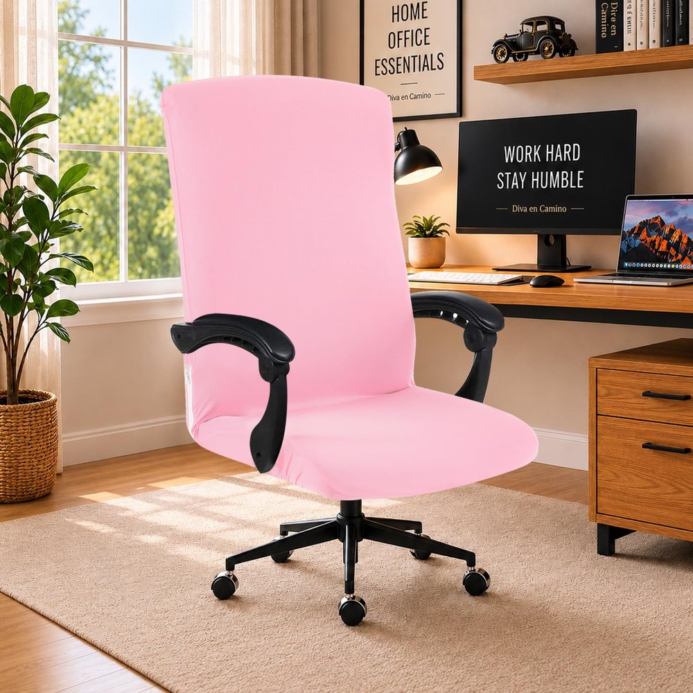 Elastic Computer Chair Cover with Durable Zipper - Protective Removable Washable Universal Office Desk Chair Seat Slip Cover - Stretchy Soft Anti-dust Desk Chair Seat Protector for Dogs, Cats, Pets