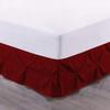 Bed Skirt - Pinch Pleat Pintuck Dust Ruffle with Split Corner 15" Drop Bed Skirt, Soft Premium 100% Cotton 800 Thread Count Luxury Pinch Pleated Bed Skirt, Full XL Size, Burgundy view 1