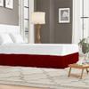 Bed Skirt - Pinch Pleat Pintuck Dust Ruffle with Split Corner 15" Drop Bed Skirt, Soft Premium 100% Cotton 800 Thread Count Luxury Pinch Pleated Bed Skirt, Full XL Size, Burgundy view 2