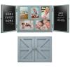 Excello Global Products Barndoor Rustic Wood Collage Picture Frame with 2 Magnetic Chalkboard Doors: Decor for Kitchen, Living Room, Bedroom, Office - Gray view 1