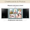 Excello Global Products Barndoor Rustic Wood Collage Picture Frame with 2 Magnetic Chalkboard Doors: Decor for Kitchen, Living Room, Bedroom, Office - Gray view 4
