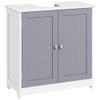 kleankin Vanity Unit Bathroom Cabinet with 2 Doors Shelf Adjustable MDF White + Grey 60 x 30 x 60 cm view 1