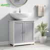 kleankin Vanity Unit Bathroom Cabinet with 2 Doors Shelf Adjustable MDF White + Grey 60 x 30 x 60 cm view 2