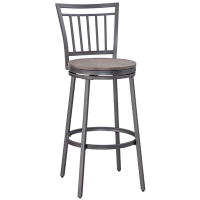 American Woodcrafters Stockton Gray Metal Swivel 30" Seat Height Bar Stool