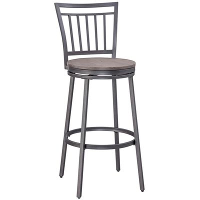 American Woodcrafters Talia Gray Metal Swivel 25-inch Seat Height Bar Stool