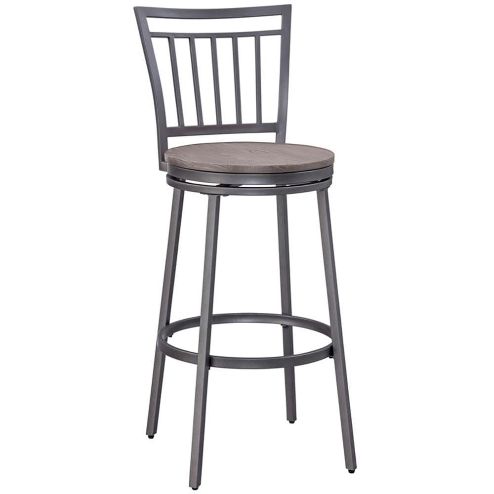 American Woodcrafters Talia Gray Metal Swivel 25-inch Seat Height Bar Stool