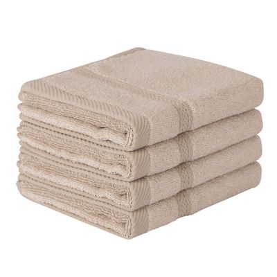 4 Pcs Light Brown Fingertip Towels for Bathroom - 11 x 18 Inches, Extra Absorbent and Soft Terry Towels for Sensitive Skin, Quick Dry