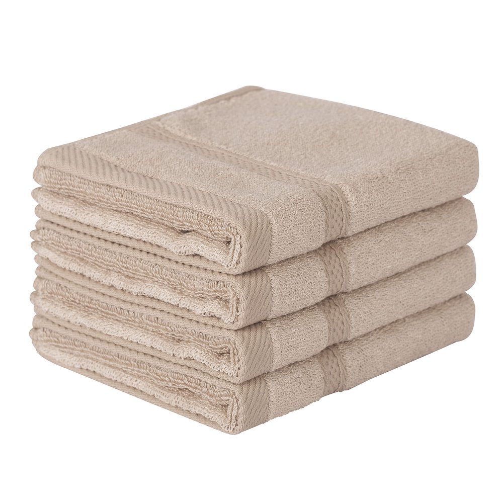4 Pcs Light Brown Fingertip Towels for Bathroom - 11 x 18 Inches, Extra Absorbent and Soft Terry Towels for Sensitive Skin, Quick Dry