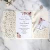 10sets 3D Pop Up Bride And Groom White Wedding Invitation Card Laser Cut Pocket Floral Engagement Invitations with Envelope & Inner Paper (Ivory),18*12.5CM view 1