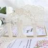 10sets 3D Pop Up Bride And Groom White Wedding Invitation Card Laser Cut Pocket Floral Engagement Invitations with Envelope & Inner Paper (Ivory),18*12.5CM view 2
