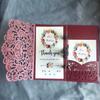 10sets 3D Pop Up Bride And Groom White Wedding Invitation Card Laser Cut Pocket Floral Engagement Invitations with Envelope & Inner Paper (Burgundy),18*12.5CM view 4