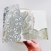 10sets 3D Pop Up Bride And Groom White Wedding Invitation Card Laser Cut Pocket Floral Engagement Invitations with Envelope & Inner Paper (Silver),18*12.5CM view 4