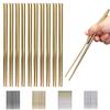 10 Pairs Reusable Chopsticks, Titanium Gold Plating Stainless Steel Metal Chop Sticks, Japanese Chinese Korean Chopstick Dishwasher Safe, 8.9 Inch (Gold / Chop sticks) view 1
