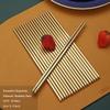 10 Pairs Reusable Chopsticks, Titanium Gold Plating Stainless Steel Metal Chop Sticks, Japanese Chinese Korean Chopstick Dishwasher Safe, 8.9 Inch (Gold / Chop sticks) view 2
