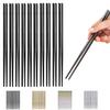 10 Pairs Reusable Chopsticks, Titanium Black Plating Stainless Steel Metal Chop Sticks, Japanese Chinese Korean Chopstick Dishwasher Safe, 8.9 Inch (Black / Chop sticks) view 1