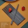 10 Pairs Reusable Chopsticks, Titanium Black Plating Stainless Steel Metal Chop Sticks, Japanese Chinese Korean Chopstick Dishwasher Safe, 8.9 Inch (Black / Chop sticks) view 2