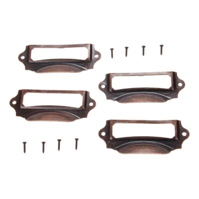 YUNSI Creative Handles 4pcs 90x43mm Antique Bronze Furniture Handle Label Pull Frame Handle File Name Card Holder for Cabinet Drawer Box Case Bin Alloy Hardware Handle(B)