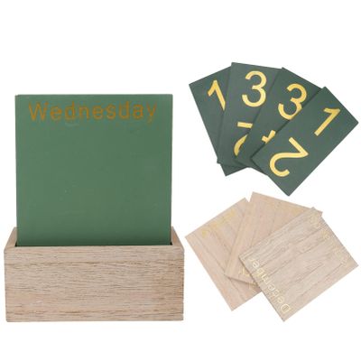 VOSAREA 1set Rustic Wood Desktop Calendar Simple Cactus Decor for Office and Home Unique Perpetual Table Ornament for Learning Numbers and Multi-scene Use