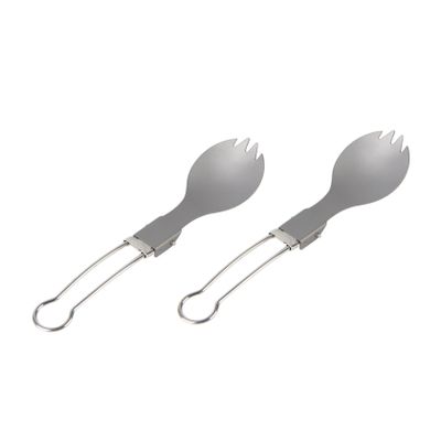 2pcs Lightweight Folding Sporks for Camping Outdoor Dining Portable Multi-use Utensils Spoon Fork for Picnics Hiking and Travel