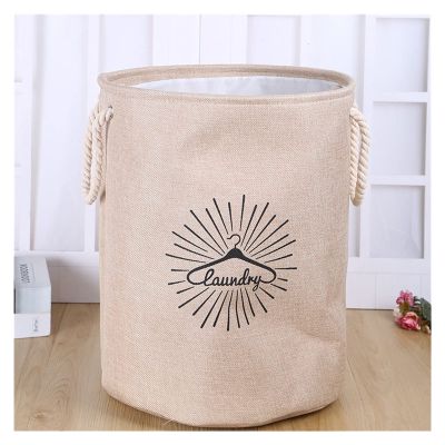 SSLA Round Cotton and Linen EVA Dirty Clothes Basket Toy Storage Basket Home Organizing Basket (Color : Yellow)
