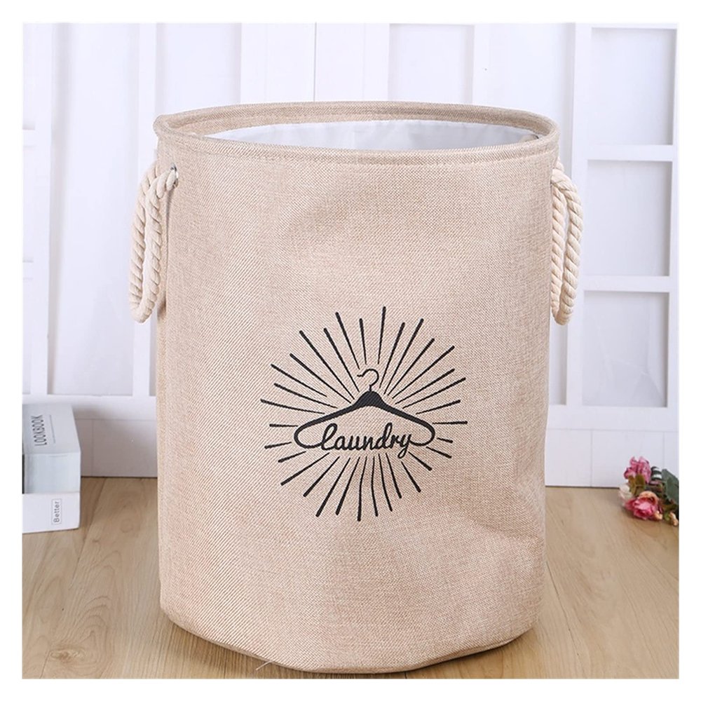 SSLA Round Cotton and Linen EVA Dirty Clothes Basket Toy Storage Basket Home Organizing Basket (Color : Yellow)