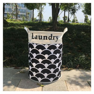 SSLA Cotton Linen Storage Bucket Storage Box Basket Clothes Bag Dirty Clothes Hamper Bathroom Kitchen Living Household Folding (Color : Black)