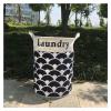 SSLA Cotton Linen Storage Bucket Storage Box Basket Clothes Bag Dirty Clothes Hamper Bathroom Kitchen Living Household Folding (Color : Black) view 1