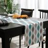 Edwiinsa Cotton Linen Table Runners 13 x 70inch, Cyan and Turquoise Middle Century Geometric Pattern Non-Slip Table Top Decor Bed Runners for Kitchen/Farmhouse/Hotel All Season Use, 70inches Long view 3