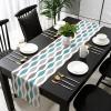 Edwiinsa Cotton Linen Table Runners 13 x 70inch, Cyan and Turquoise Middle Century Geometric Pattern Non-Slip Table Top Decor Bed Runners for Kitchen/Farmhouse/Hotel All Season Use, 70inches Long view 4