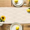 Edwiinsa Cotton Linen Table Runners 13 x 120inch, Brown Tan Quatrefoil Water Wave Texture Non-Slip Table Top Decor Bed Runners for Kitchen/Farmhouse/Hotel All Season Use, 120inches Long view 4