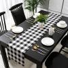 Edwiinsa Cotton Linen Table Runners 13 x 120inch, Black and White Buffalo Check Non-Slip Table Top Decor Bed Runners for Kitchen/Farmhouse/Hotel All Season Use, 120inches Long view 4