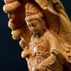 23CM Chinese Feng Shui Guan yin Sculpture Woodcarving Guan yin Buddha Statue,Boxwood Ornament Decoration Gift,Lifelike Home Decoration Bring Good Luck view 4