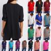 Andongnywell Women's V-neck zipper long sleeve pull sleeve loose chiffon shirts Tops Blouse T-Shirt (Purple,2,Medium) view 3