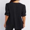 Andongnywell Women's V-neck zipper long sleeve pull sleeve loose chiffon shirts Tops Blouse T-Shirt (Blue1,6,3X-Large) view 2