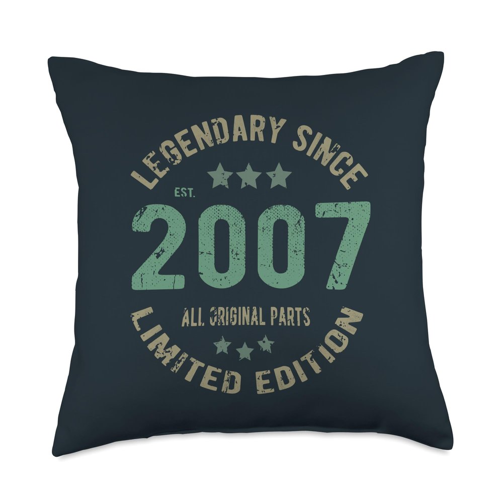 19 Year Old Bday Legend Since 2007 - Vintage 19th Birthday Throw Pillow