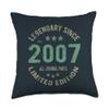 19 Year Old Bday Legend Since 2007 - Vintage 19th Birthday Throw Pillow view 1
