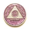 28 Year AA, Lavender, Purple, Bling, Glitter, Medallion, Bling, Chip, Coin, Token view 1