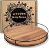 12" Acacia Wood Lazy Susan Turntable, Tomoaza Kitchen Organizer Turntable with Steel Sides, 360 Degree Lazy Susan for Countertop Cabinet or Dining Table(Black) view 1