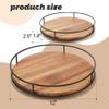 12" Acacia Wood Lazy Susan Turntable, Tomoaza Kitchen Organizer Turntable with Steel Sides, 360 Degree Lazy Susan for Countertop Cabinet or Dining Table(Black) view 3