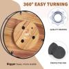 12" Acacia Wood Lazy Susan Turntable, Tomoaza Kitchen Organizer Turntable with Steel Sides, 360 Degree Lazy Susan for Countertop Cabinet or Dining Table(Black) view 4