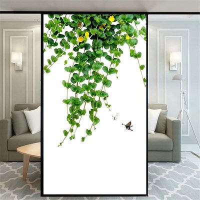 Xijier Non Adhesive Privacy Frosted Window Film Ins Green Leaf Decorative Glass Door Window Covering Window Decals Window Sticker for Home Office 50x160cm(19.7"x63")