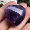 Fekuar 4Pcs Natural Amethyst Crystal Crystal Heart Pocket Stone Set, Polished Palm Love Healing Therapy Chakra Balancing 1.2 inches (30mm) view 3