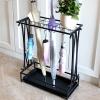 Umbrella Racks Commercial Metal Umbrella Stand Holder, Large-Capacity Black Umbrella Basket with Hook and Drip Tray, Can Hold 18-68 Umbrellas (Size : 18 Holes 10 Hooks) view 2